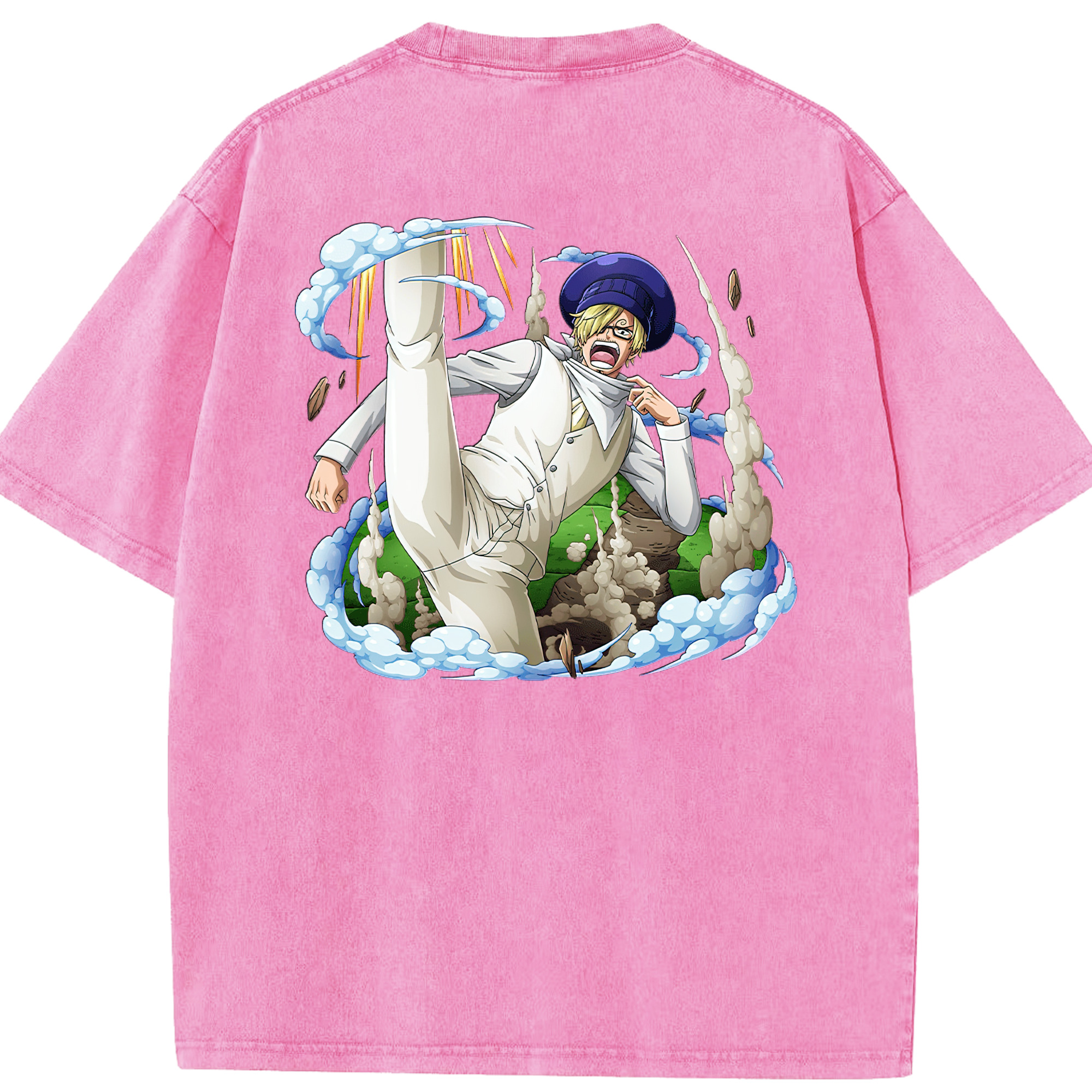 ワンピース サンジ ONE PIECE Sanji 綿100% ヴィンテージ風 半袖Tシャツ（背面プリント）